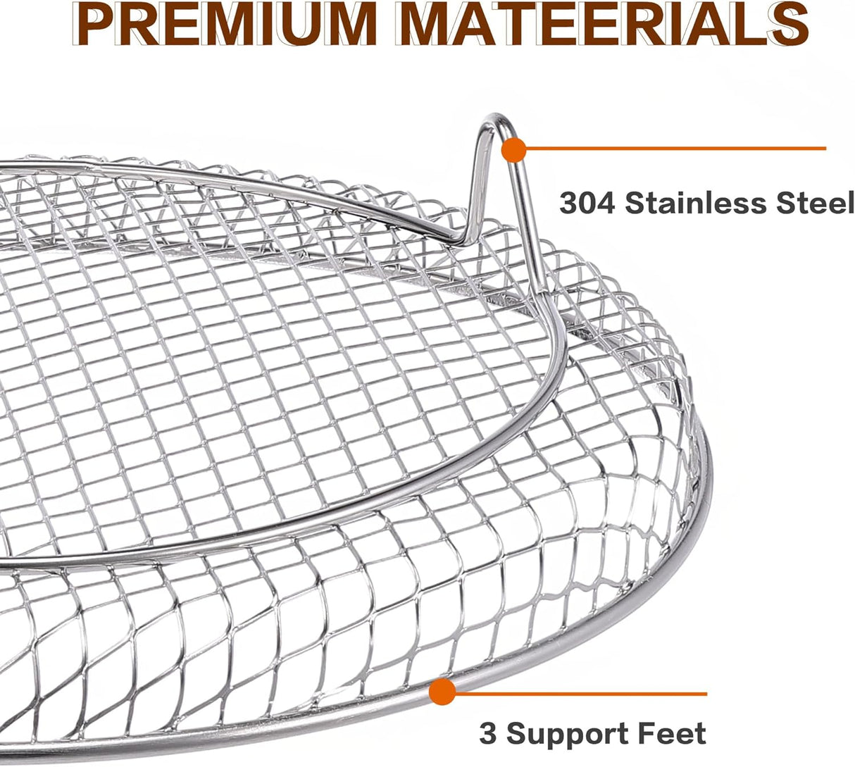 Multi-layer air fryer rack (3 round layers) - Air fryer baking pan - Air fryer grid - 304 stainless steel - Safe to use in air fryers, steam ovens, regular ovens and dishwashers
