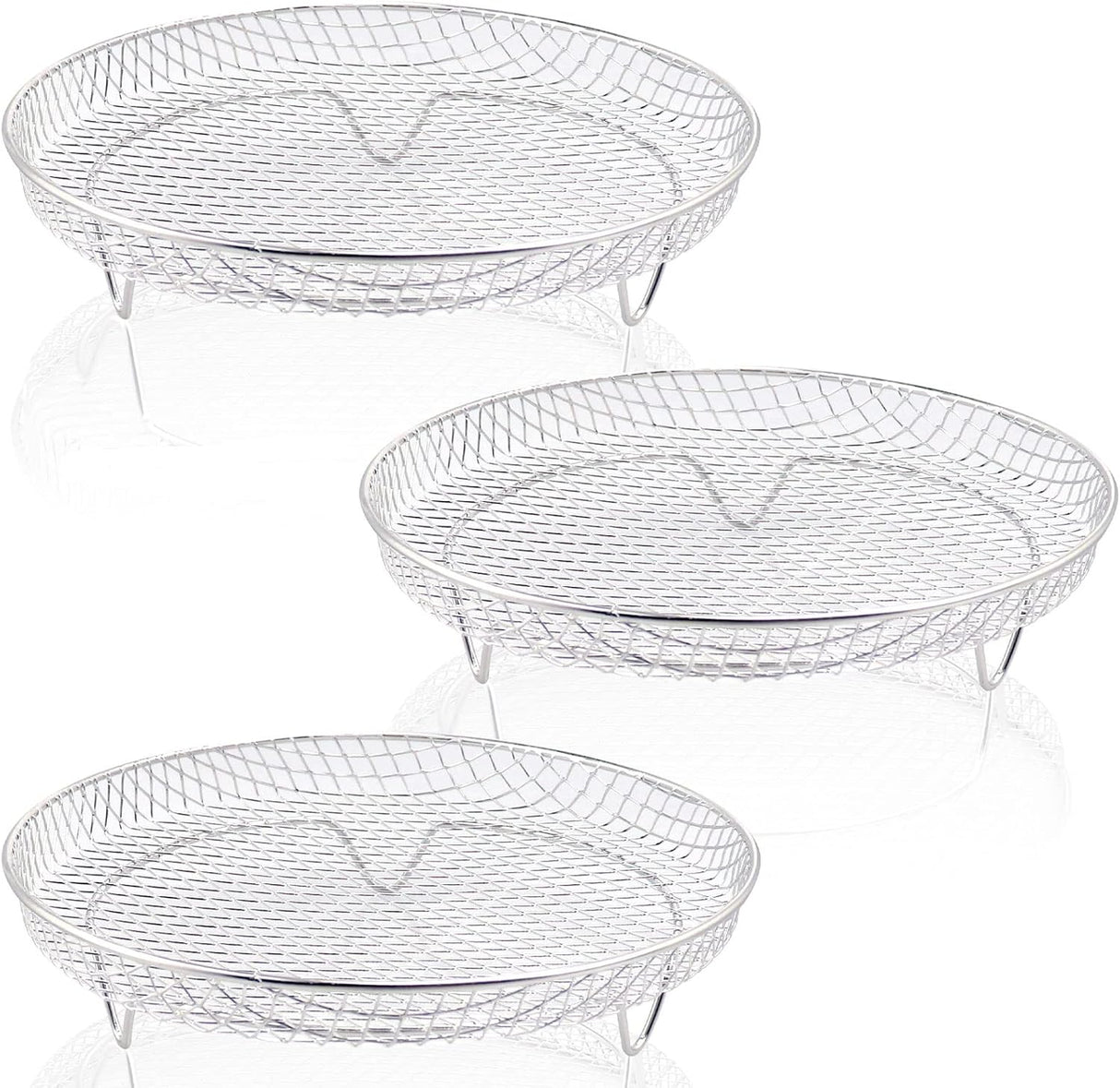 Multi-layer air fryer rack (3 round layers) - Air fryer baking pan - Air fryer grid - 304 stainless steel - Safe to use in air fryers, steam ovens, regular ovens and dishwashers