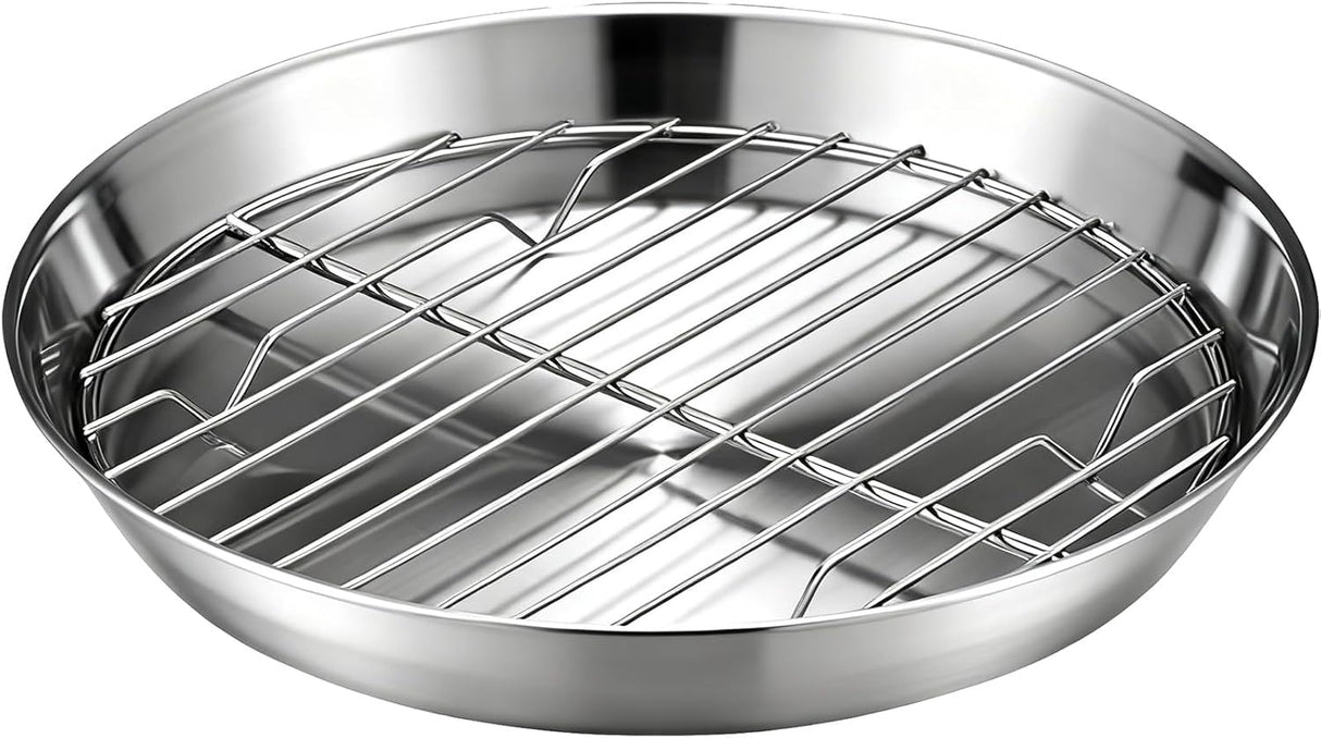 Baking tray for air fryer - Air fryer baking pan - Air fryer accessories - Baking tray with rack - Made of 304 stainless steel - 16 cm