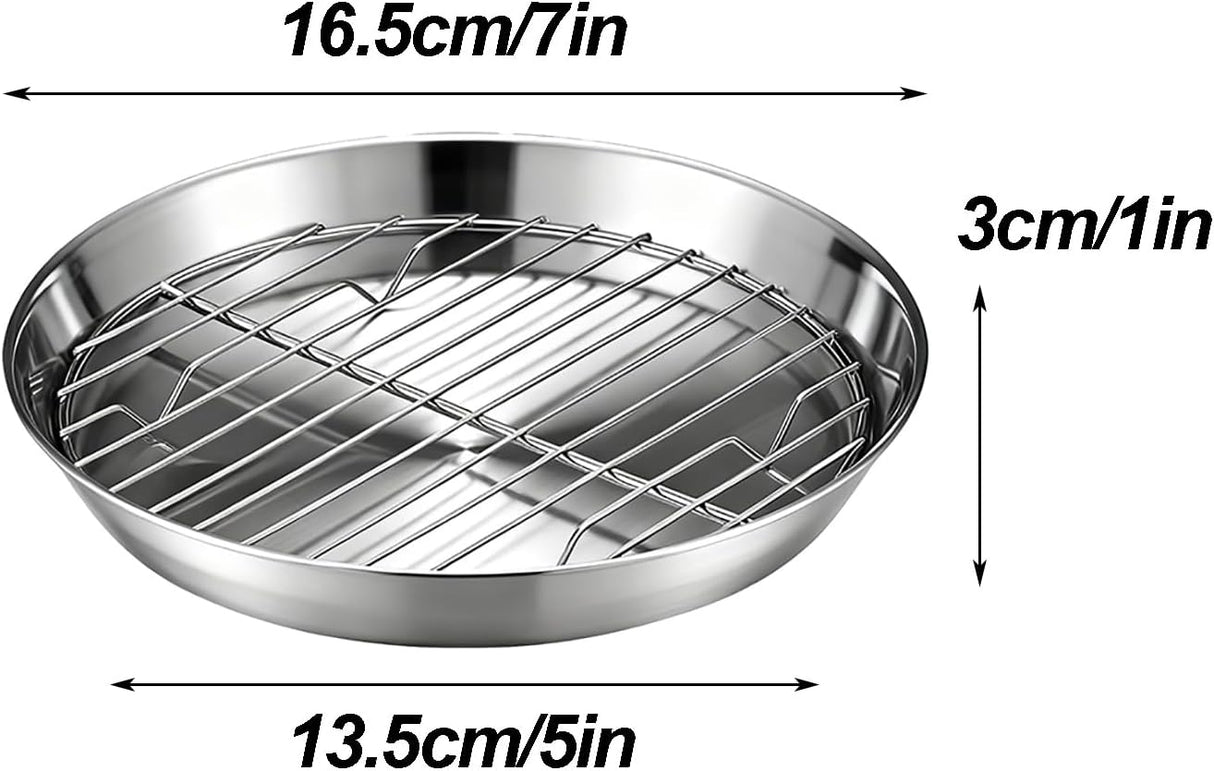 Baking tray for air fryer - Air fryer baking pan - Air fryer accessories - Baking tray with rack - Made of 304 stainless steel - 16 cm