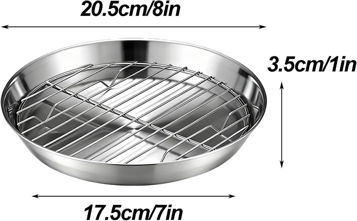 Baking tray for air fryer - Air fryer baking pan - Air fryer accessories - Baking tray with rack - Made of 304 stainless steel - 20 cm