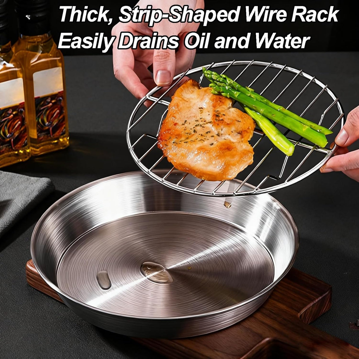 Baking tray for air fryer - Air fryer baking pan - Air fryer accessories - Baking tray with rack - Made of 304 stainless steel - 20 cm