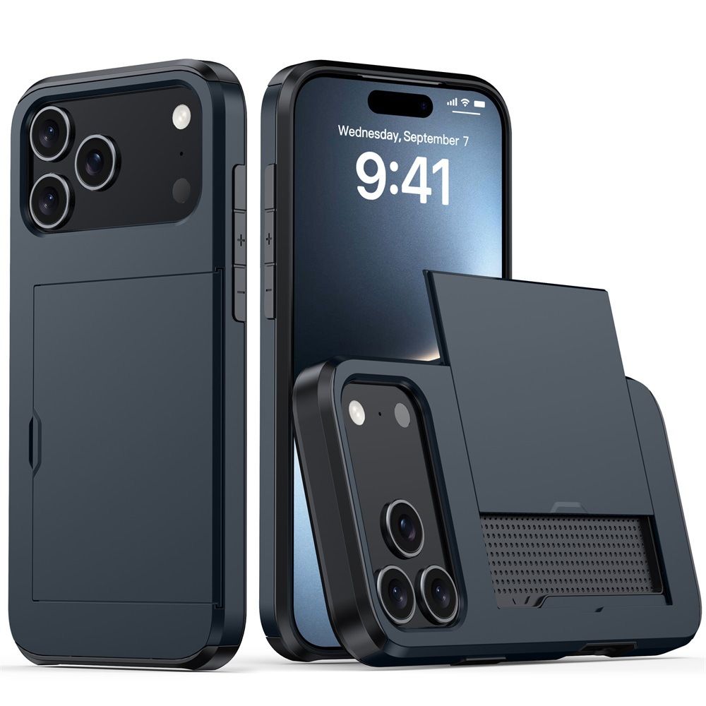 2023 new iPhone 14 case with card holder, Wireless charging compatible iPhone 14 Wallet case, Slim shockproof iPhone 14 case Wallet (Navy blue)