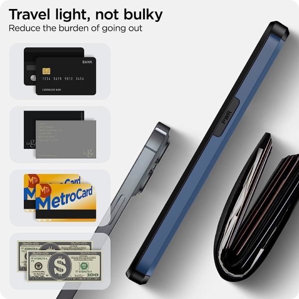 2023 new iPhone 14 case with card holder, Wireless charging compatible iPhone 14 Wallet case, Slim shockproof iPhone 14 case Wallet (Navy blue)