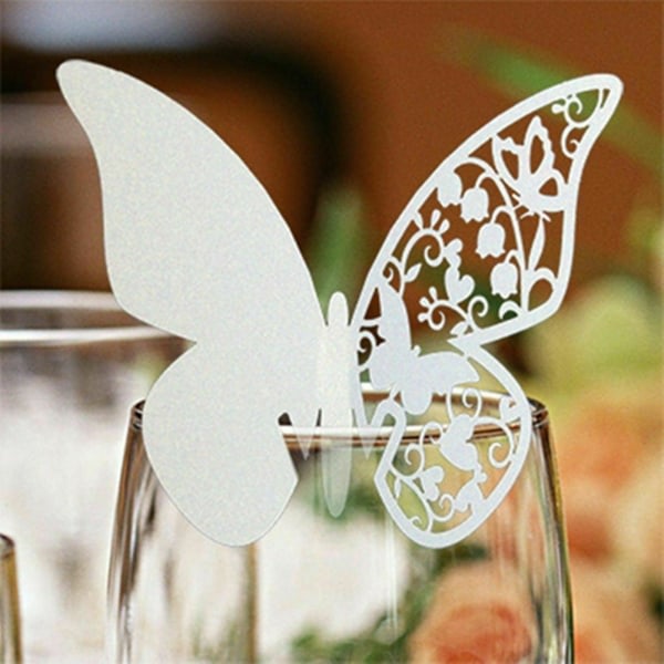 40pcs Butterfly Hanging Glass Cards - Wedding Decoration - Creative White 40pcs