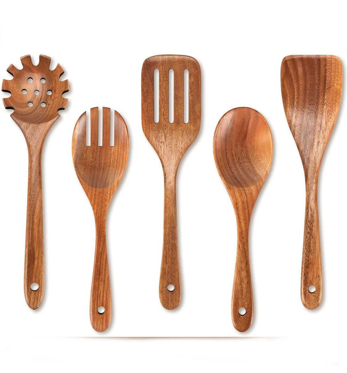 Wooden ladle set, Teak cooking set acacia wood kitchen utensils/ kitchen set scratch-resistant and heat-resistant 5set-A