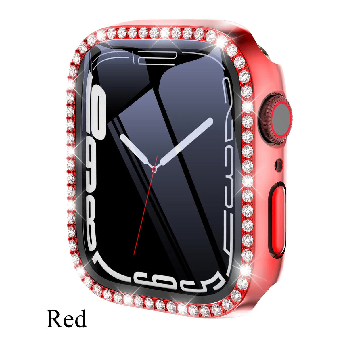 Diamond Glass Compatible with Apple Watch Case 45/41/40 mm 44 mm 42 mm 38 mm Bling Bumper+ Screen Protector iwatch Series 9 8 7 3 6 SE Red Series 789 45MM