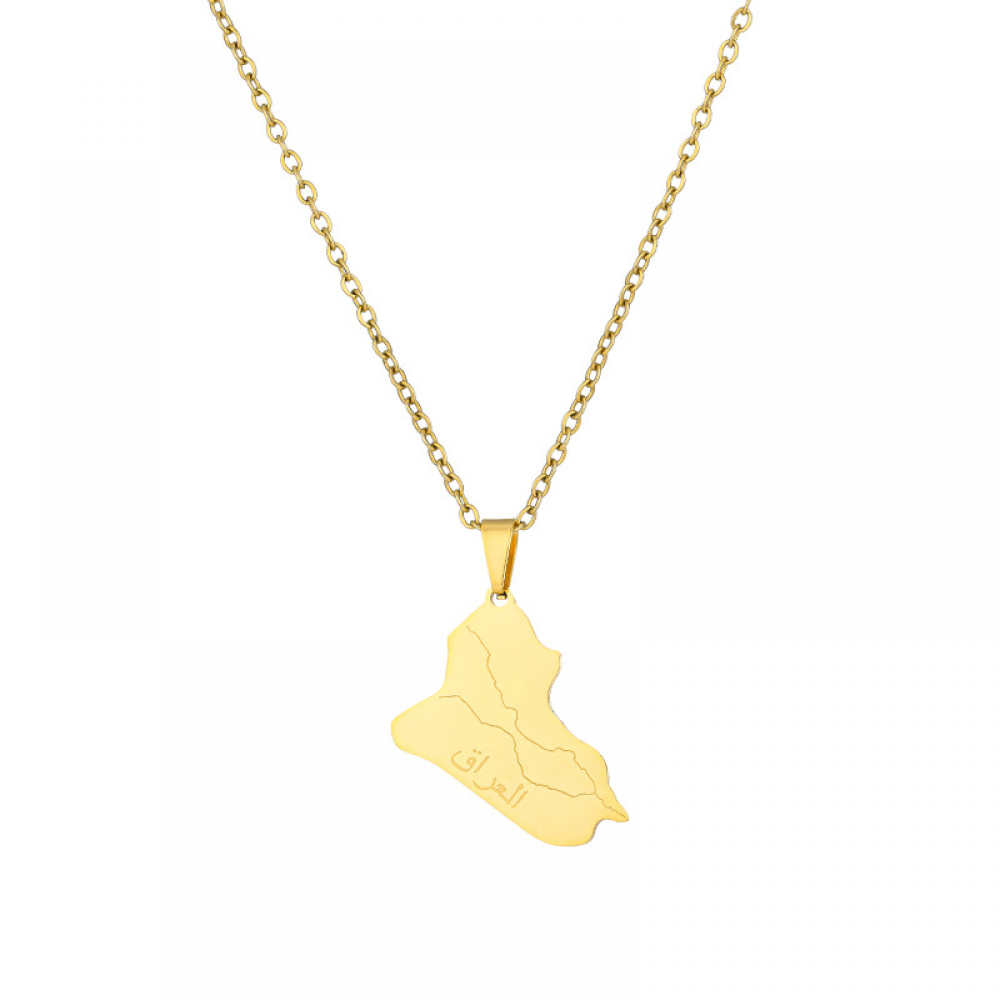Stainless Steel Necklace for Women, Map of the Republic of Iraq