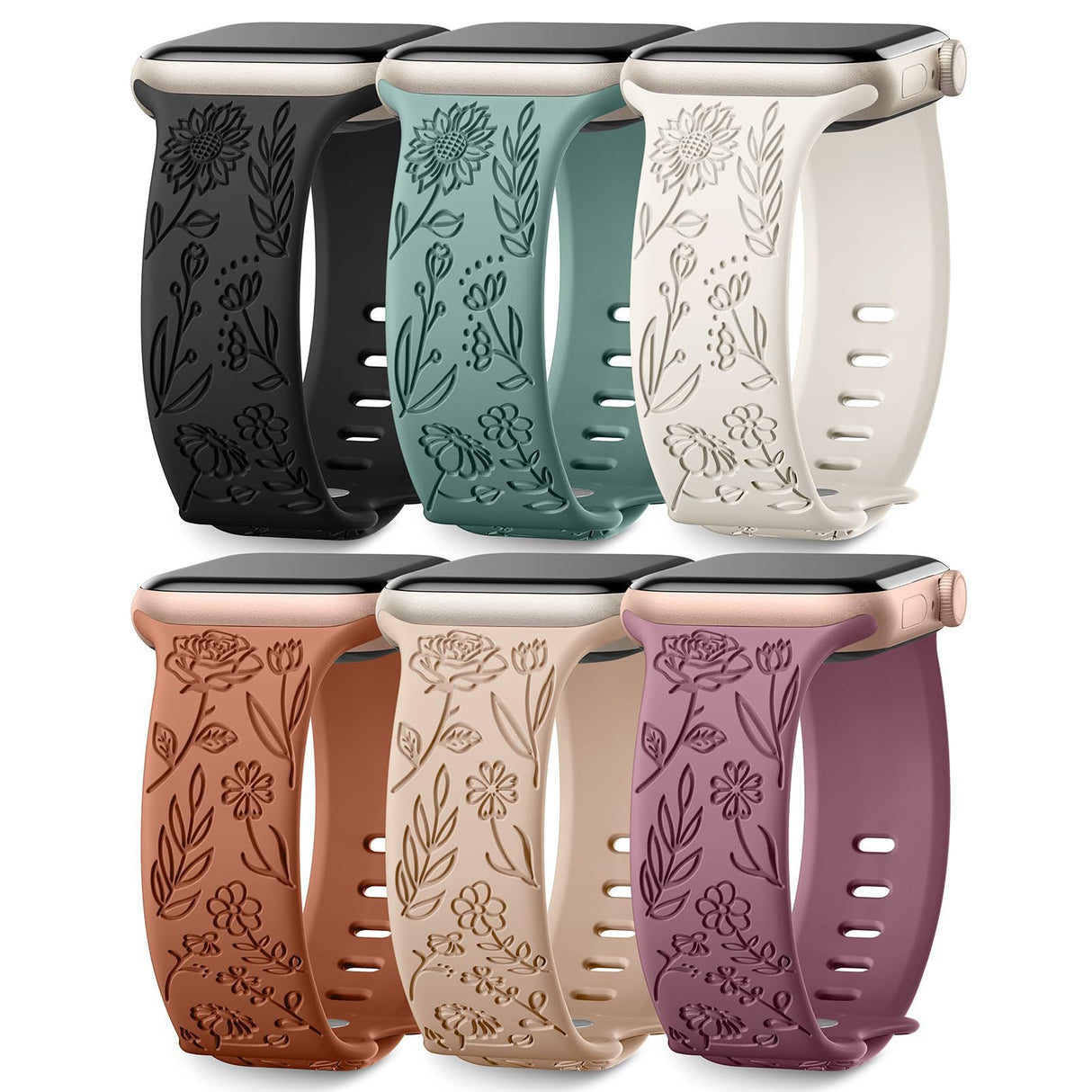 Watch strap compatible with iwatchS9 876SE Apple Watch, embossed small rose silicone, rose color - blue-grey Rose - blue-grey 38/40/41mm