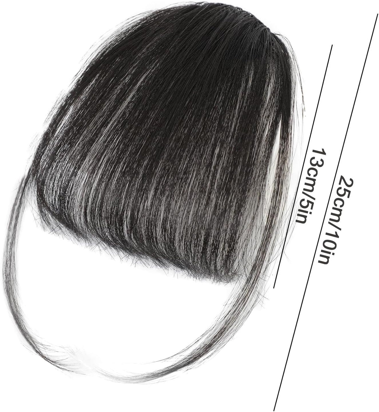 Clip-in Bangs Made of Real Hair, French Bangs Extensions | Natural Colored Clip-on Bangs, Hair Fringe for Women and Girls Natural Black