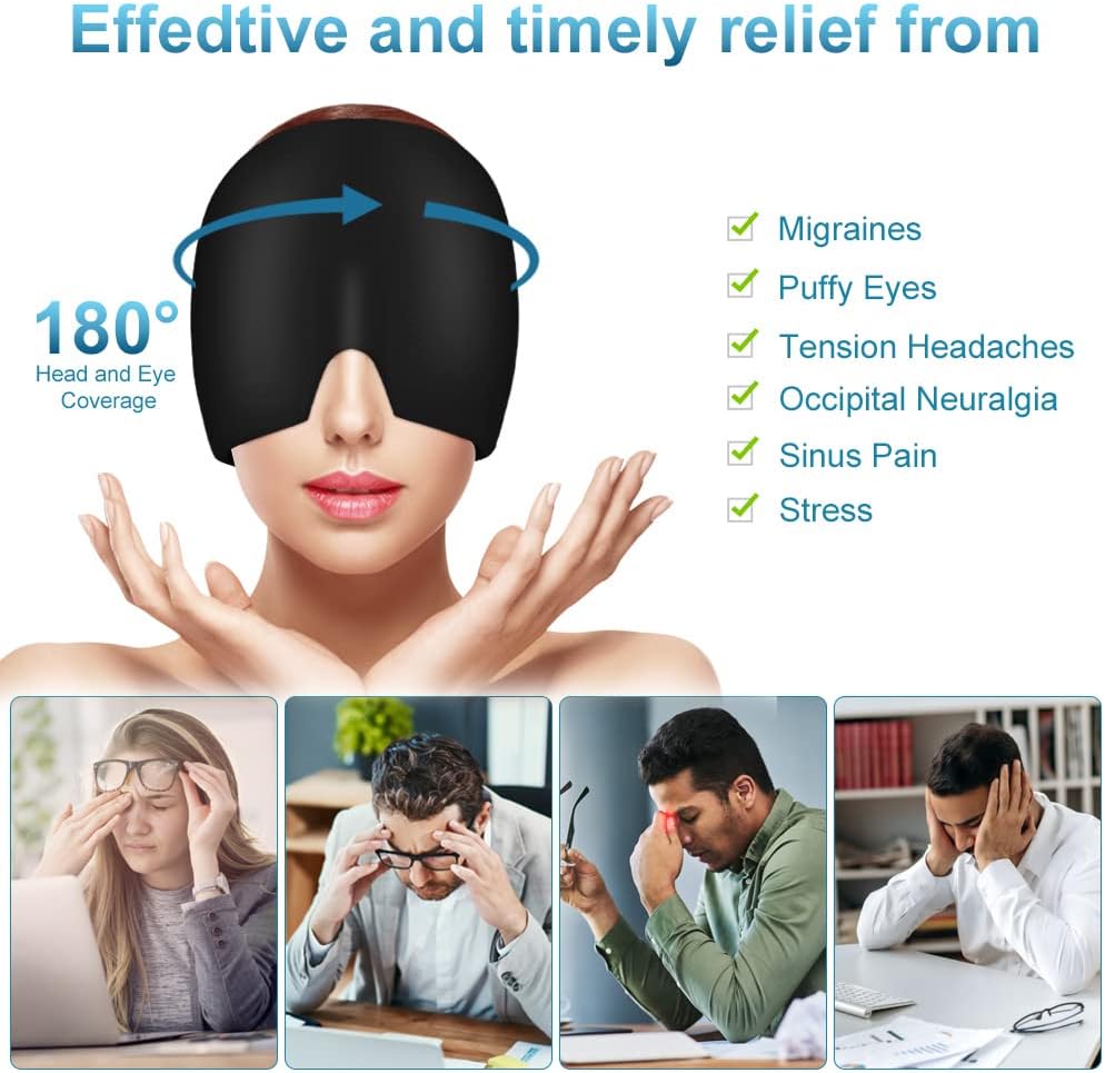 Migraine Gel Capsule, 180° Cold Migraine Reusable Warm Pack, Black Pink