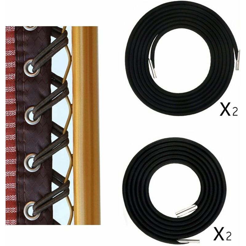 Drawstring, rubber band, folding chair accessories (black export (a set of 2 long and 2 short)),