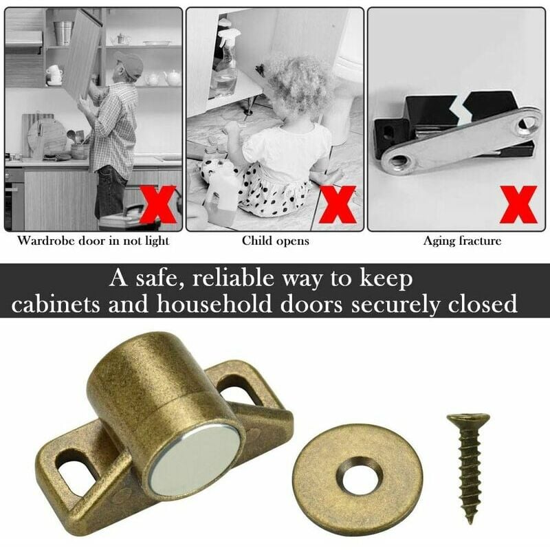 pcs magnets for cabinet doors, magnetic door lock, magnetic door closer with 4 washers and 12 screws, magnetic cabinet closure for furniture, wardrobe, cupboard