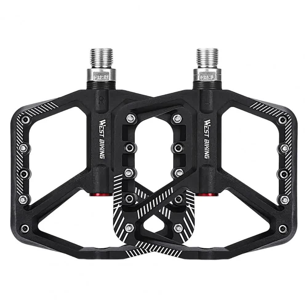 pair of wide pedals with non-slip surface and repair function, blue