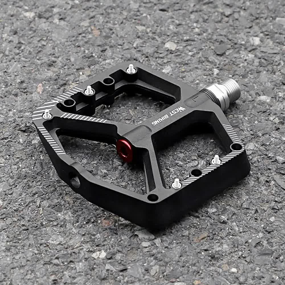 pair of wide pedals with non-slip surface and repair function, blue