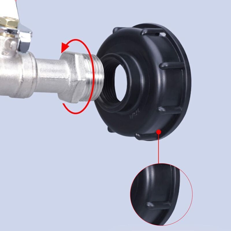 1000L Tank Faucet with Garden Hose Tap Adapter, S60X6 IBC Faucet Connector, Garden Faucet for Rainwater Harvester. Plastic 1\/2