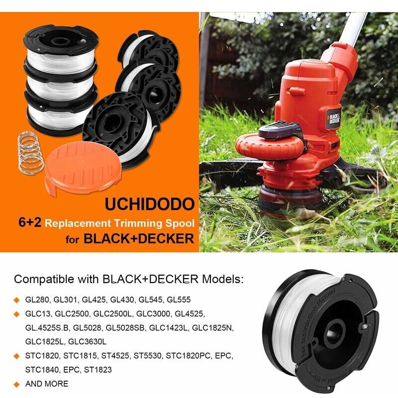 Trimmer Line Spool Pack with 1 Spool Cover and 1 Spring, Trimmer Line Spool for Black and Decker Trimmers