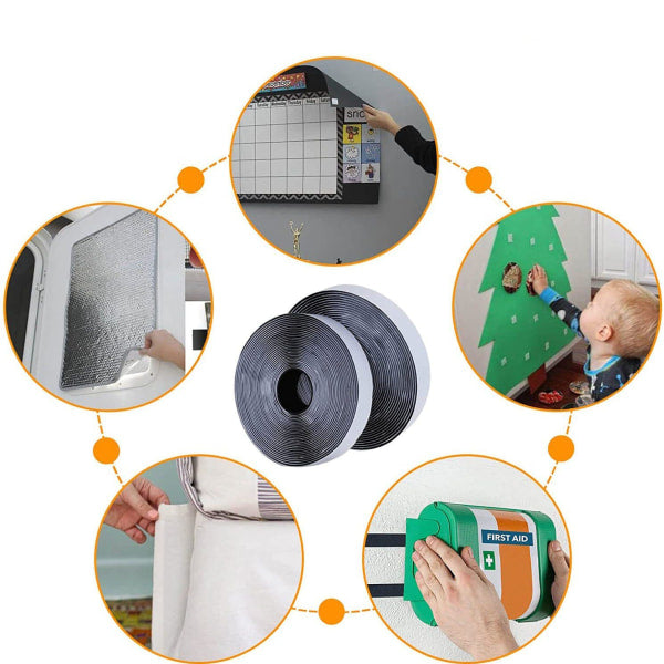 Self-adhesive Velcro 8 meters extra strong, double-sided (black)