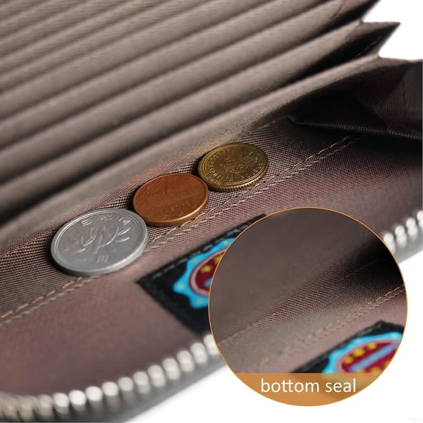 Credit Card Holder RFID Blocking Genuine Leather Mini Credit Card Case with Zipper