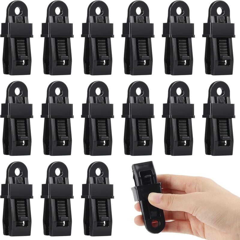 Tent Clamp, 15 pcs Tarpaulin Clamps, Tarpaulin Fastener, Black Heavy Duty Tarpaulin Clamps for Tents, Outdoor Camping, Awnings, Boat Covers, Banners