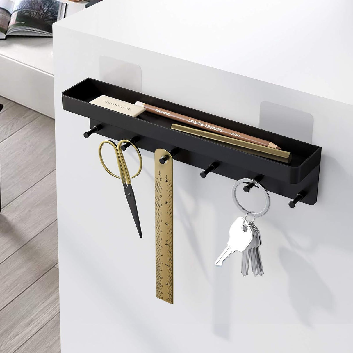 Self-adhesive Key Hooks Key Holder for Wall 6 Hooks Key