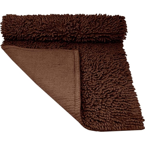 Bathroom Mat Chenille Dark Brown, Fluffy Bathroom Mat (50 x 80 cm) Coffee