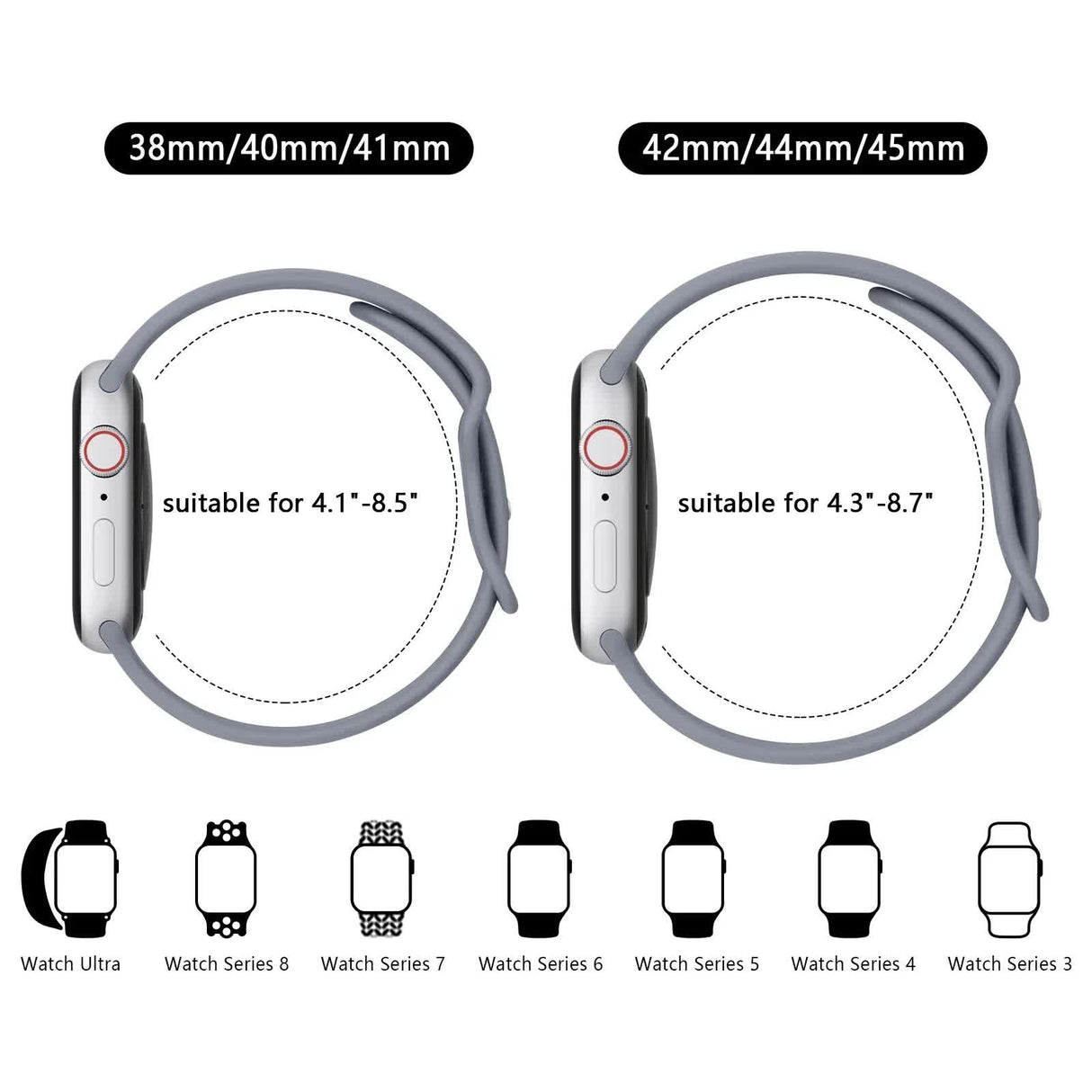 Soft Silicone Band for Apple Watch 8 7 6 5 4 3 SE Bracelet for IWatch Ultra 49mm 45mm 41mm 40mm 44mm 38mm 42mm Watch Smoky purple