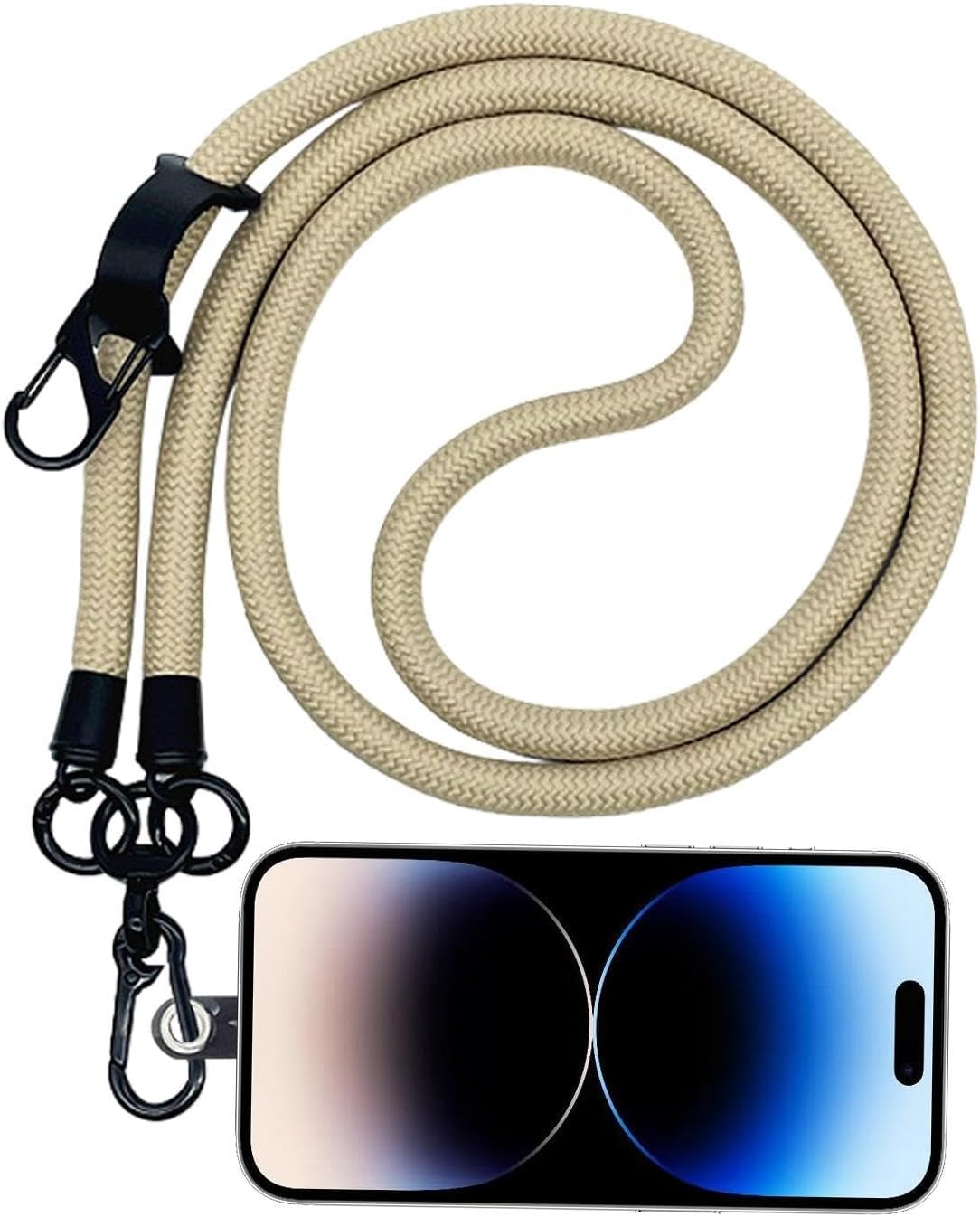 Thick Rope Phone Lanyard - 10MM Mobile Strap with Spacer Holder | Neck Holder for Travel and Anti-Theft Camel