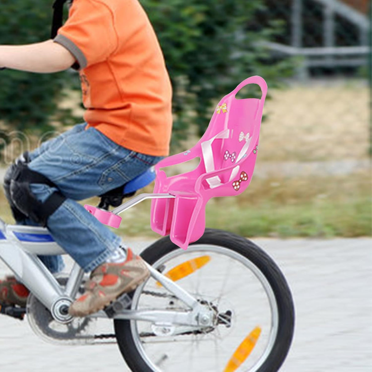 Doll Stroller Seat for Doll, Children's Bicycle Doll Seat with DIY Decals for Decoration PINK