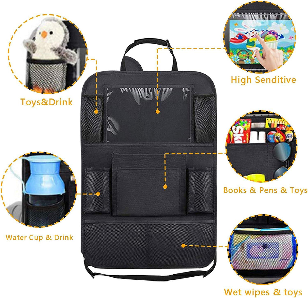 2-PACK Universal car back seat mobile/tablet multiple holders Black Black Black