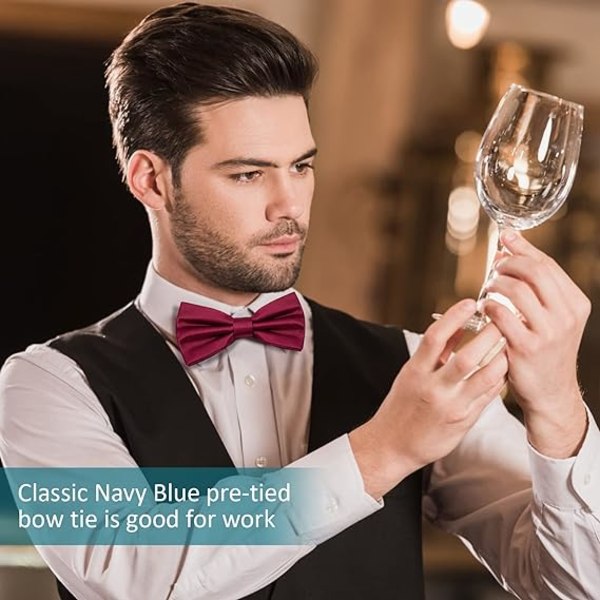 Pre-tied Bow Tie for Men, Tux Bow Tie Adjustable Formal Neck Bow Tie Satin Bow Tie for Party Wedding (Red)