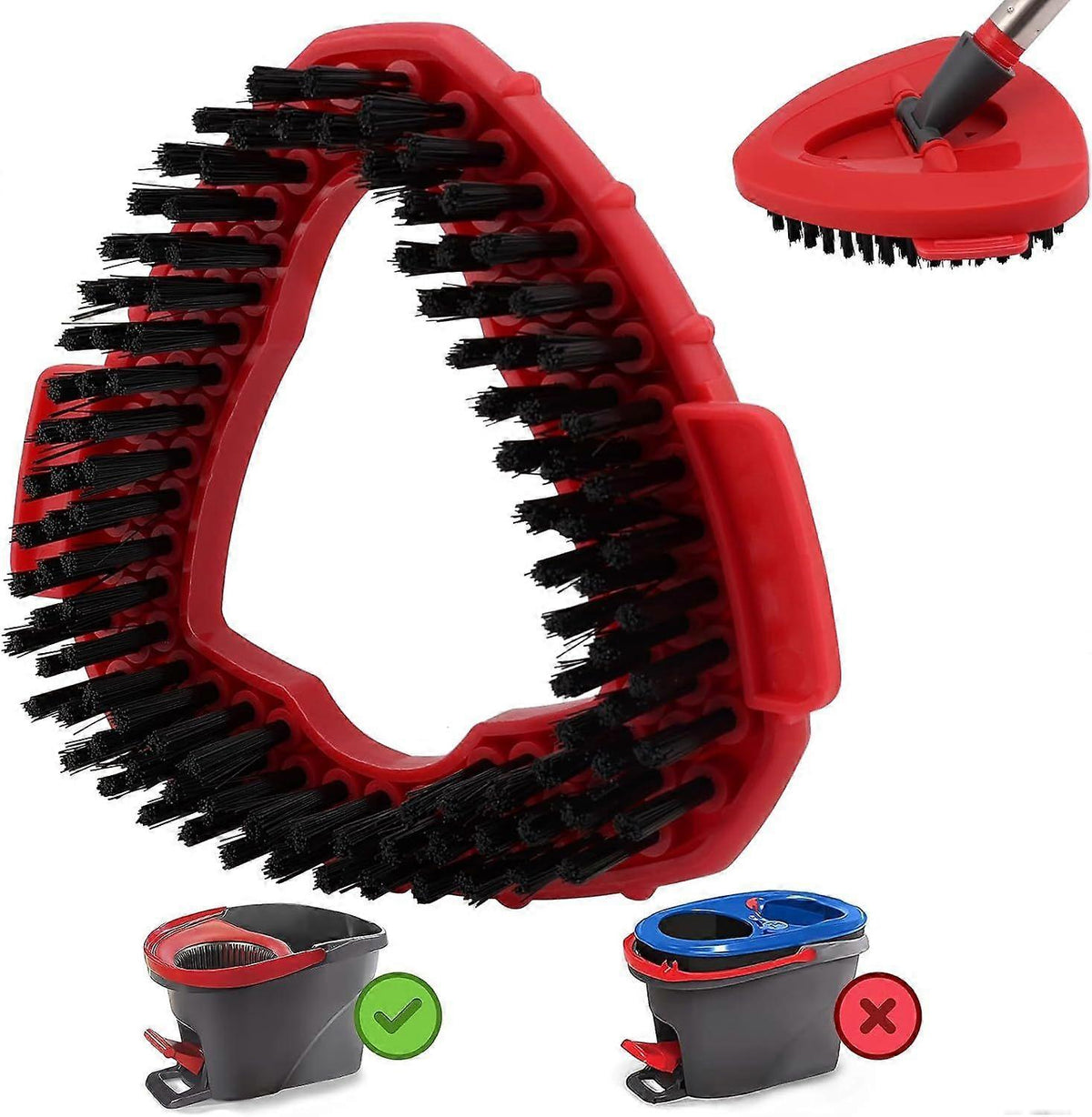 Mop Heads Replacement Scrubbing Brush Mop Head for Vileda Turbo Spin Mop, Hard Bristle Carpet Brush Cleaning Brush for Bathroom Garage Kitchen1x Brush 1x Brush Red
