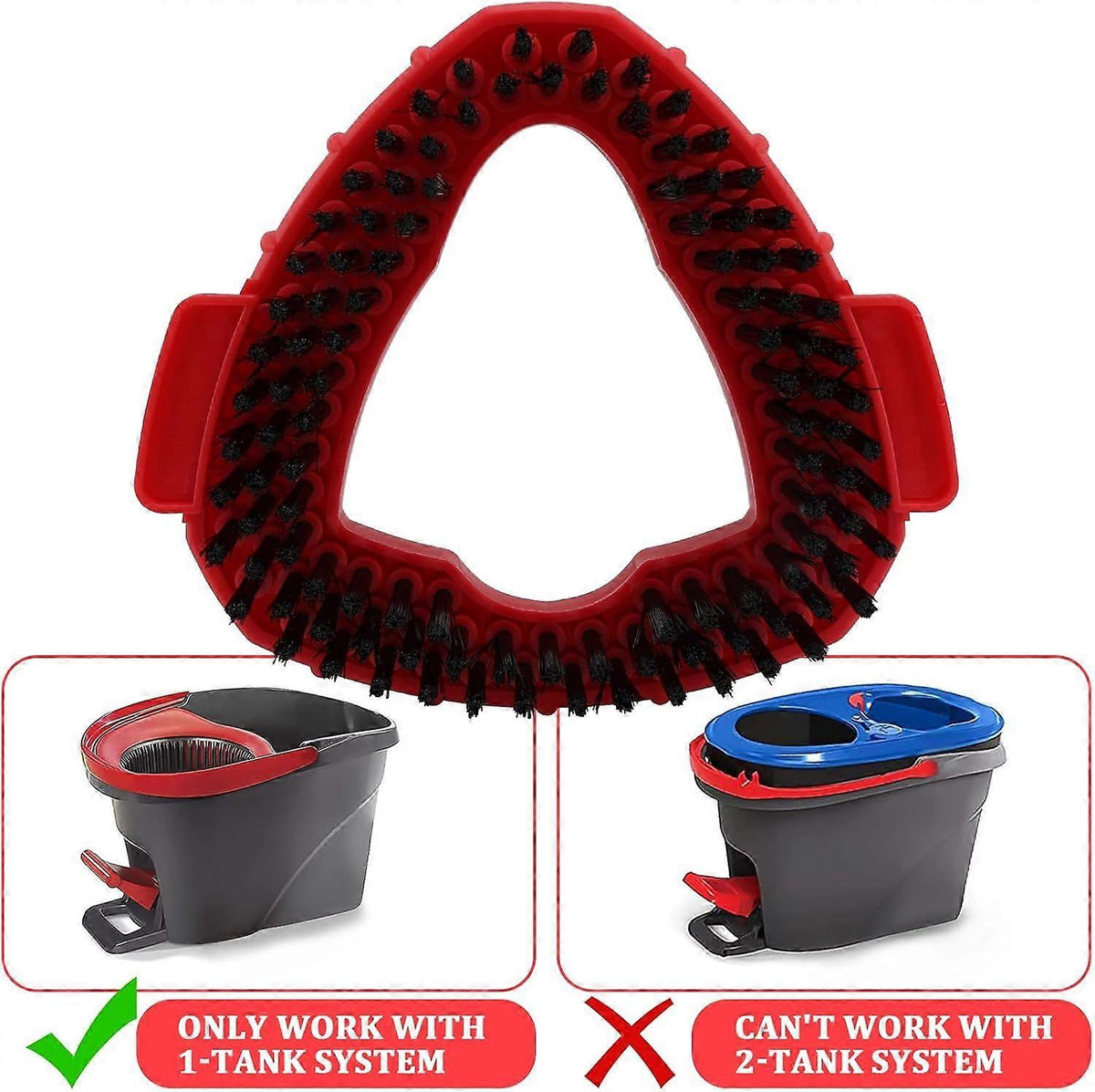 Mop Heads Replacement Scrubbing Brush Mop Head for Vileda Turbo Spin Mop, Hard Bristle Carpet Brush Cleaning Brush for Bathroom Garage Kitchen1x Brush 1x Brush Red