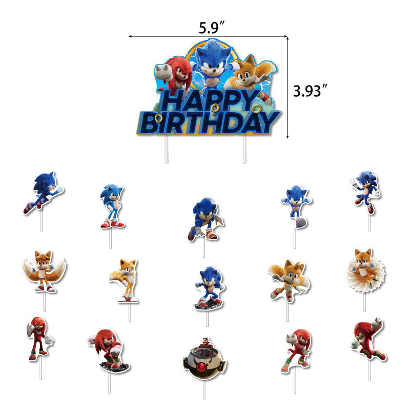 Sonic Birthday Theme Party Decoration Cartoon Drag Flag Insert Balloon Set D