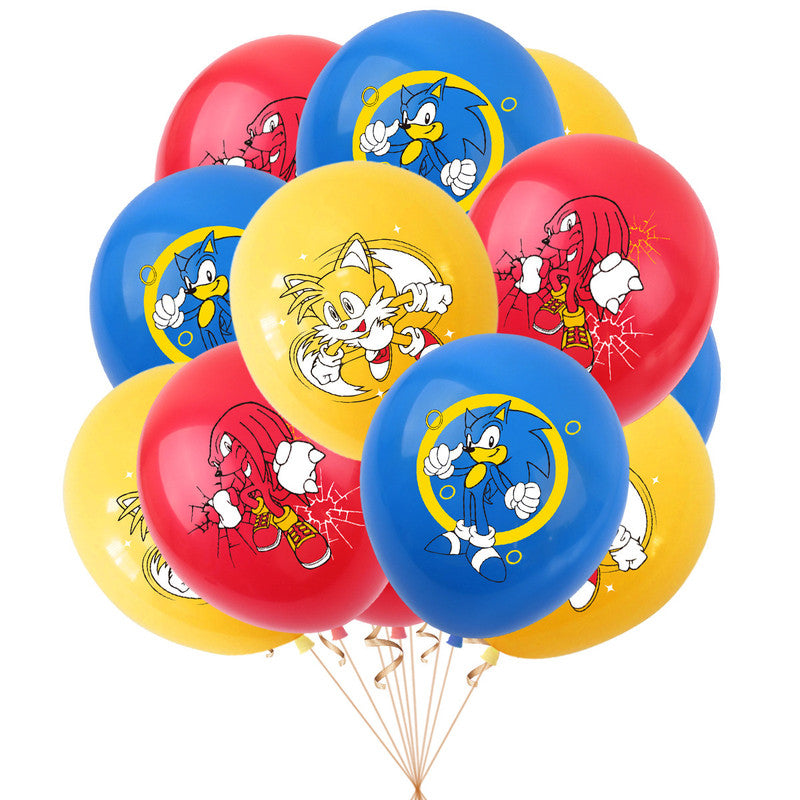 Sonic Birthday Theme Party Decoration Cartoon Drag Flag Insert Balloon Set D