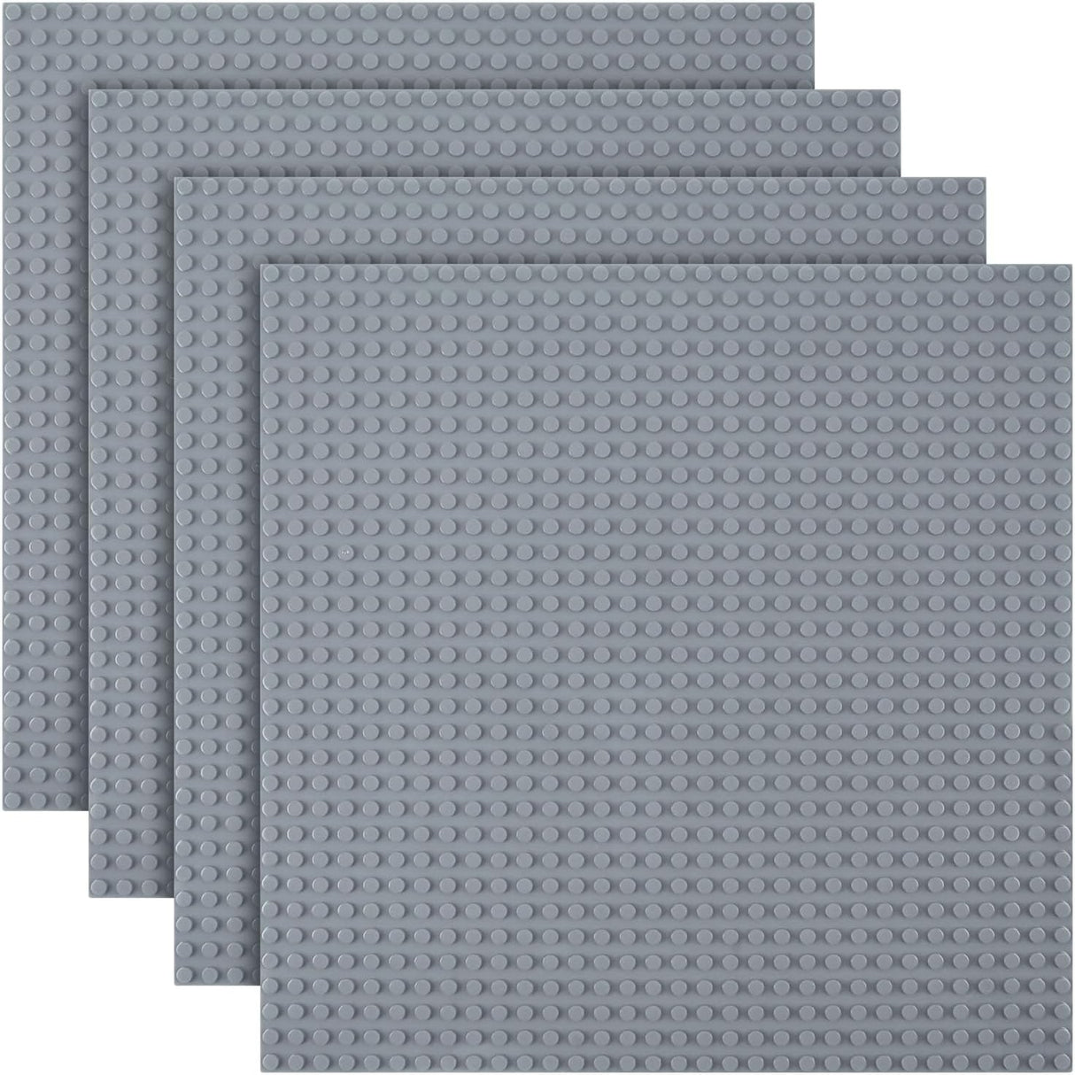 Building Plate, 4 pieces of classic base plates, 25.5 x 25.5 cm, base plate, compatible with all major brands, building toys for children 4 pieces light gray