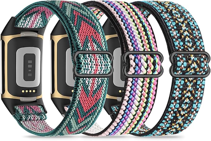Elastic Wristbands, Compatible with Fitbit Charge 5/Fitbit Charge 6 Bracelet for Men and Women, Breathable and Adjustable A
