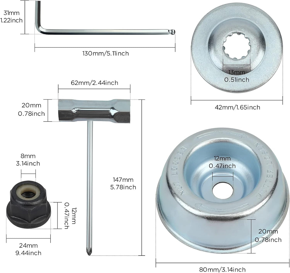 Universal Brushcutter Head Nut Kit, for Stihl Brushcutter FS55 FS
