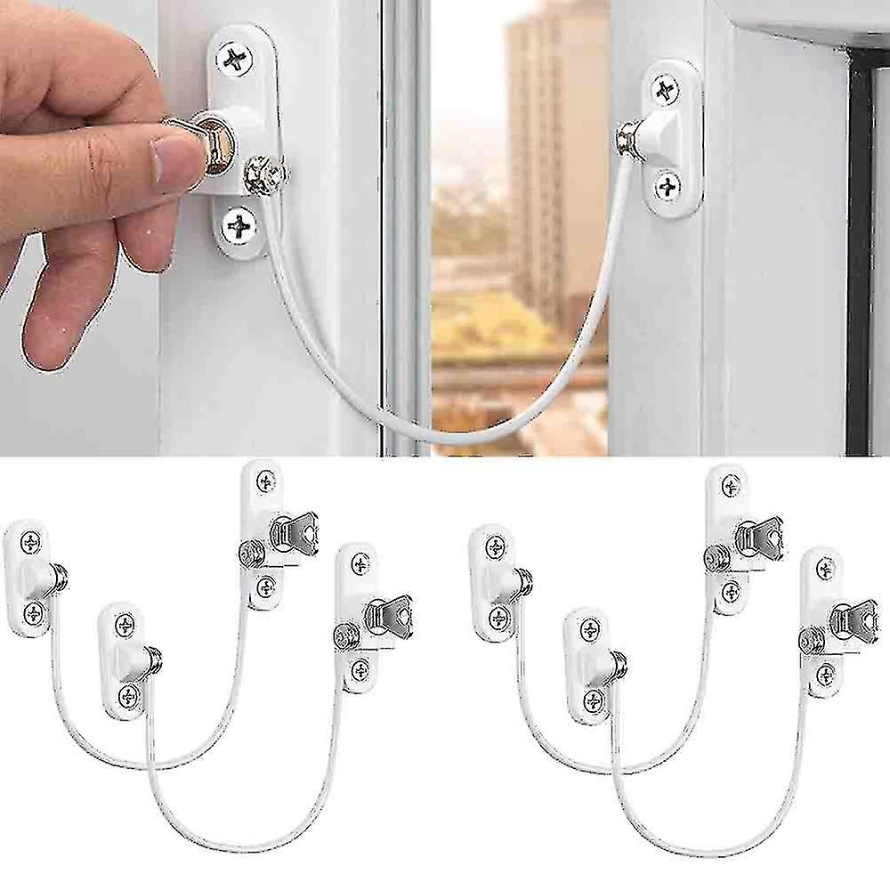pcs Window Limiter, Window Stopper, Childproof Window Lock, Window Lock, Door Lock - White