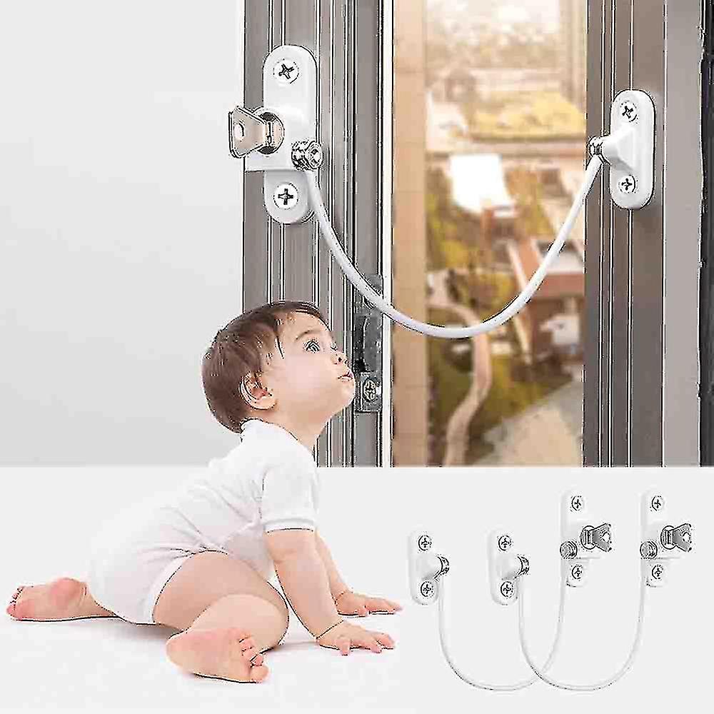 pcs Window Limiter, Window Stopper, Childproof Window Lock, Window Lock, Door Lock - White