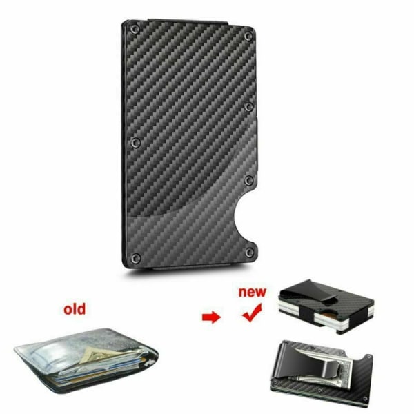 RFID Blocking Minimalist Carbon Fiber Card Holder with Money Clip for Men