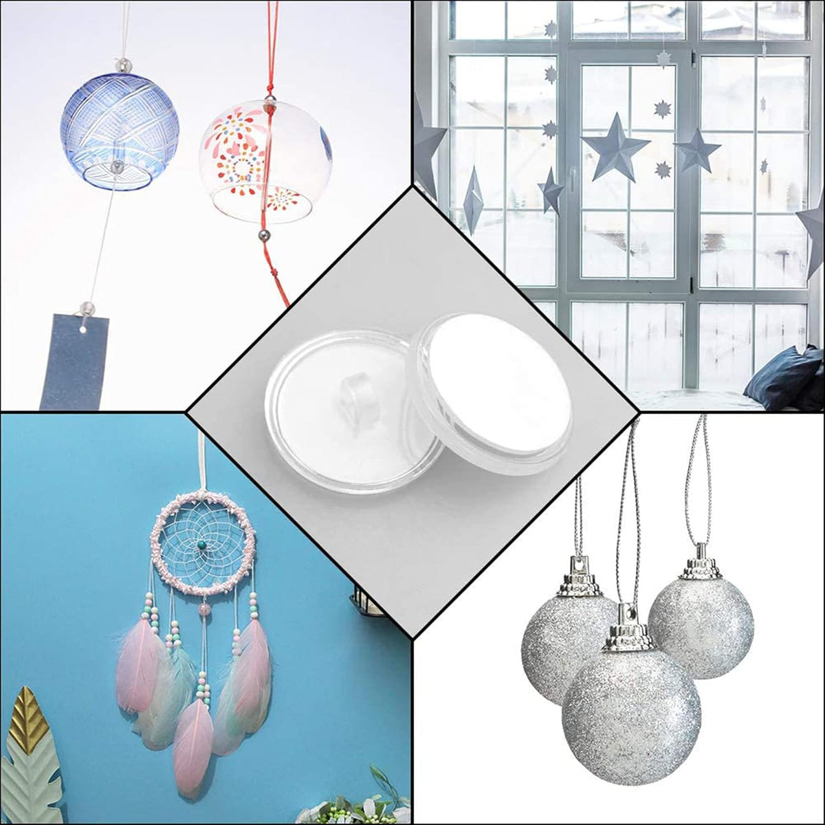 20-pack transparent self-adhesive ceiling hooks, no drilling required, ceiling hooks