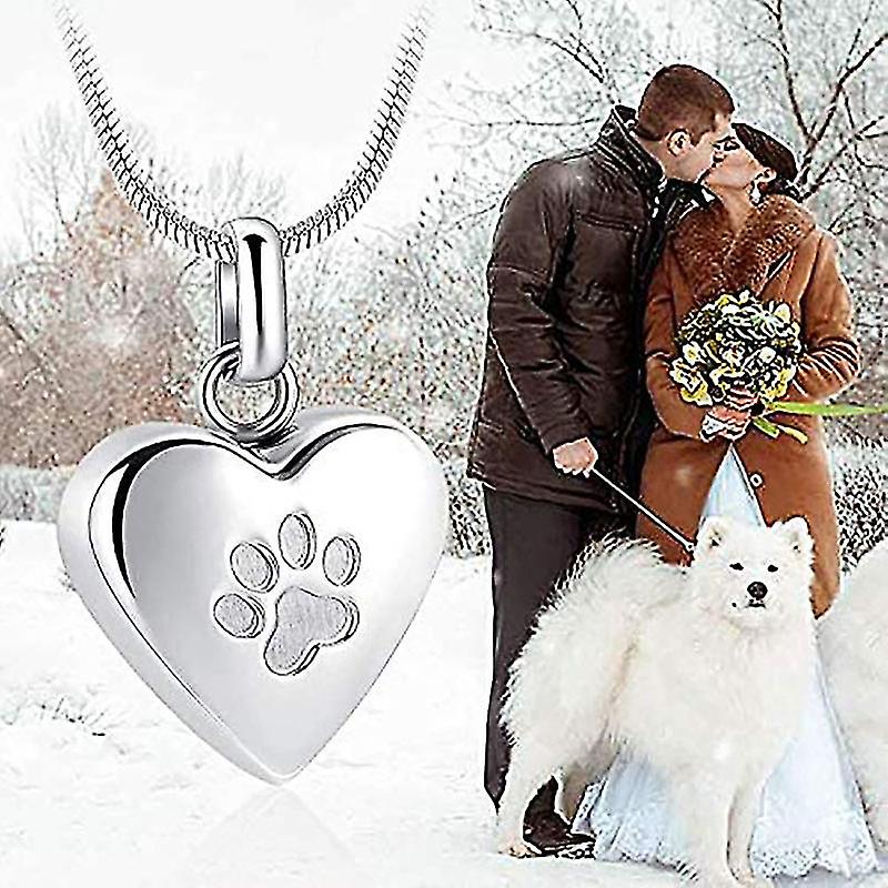 Cremation Necklace for Ashes with Heart Shaped Pet Charm, Memorial Jewelry