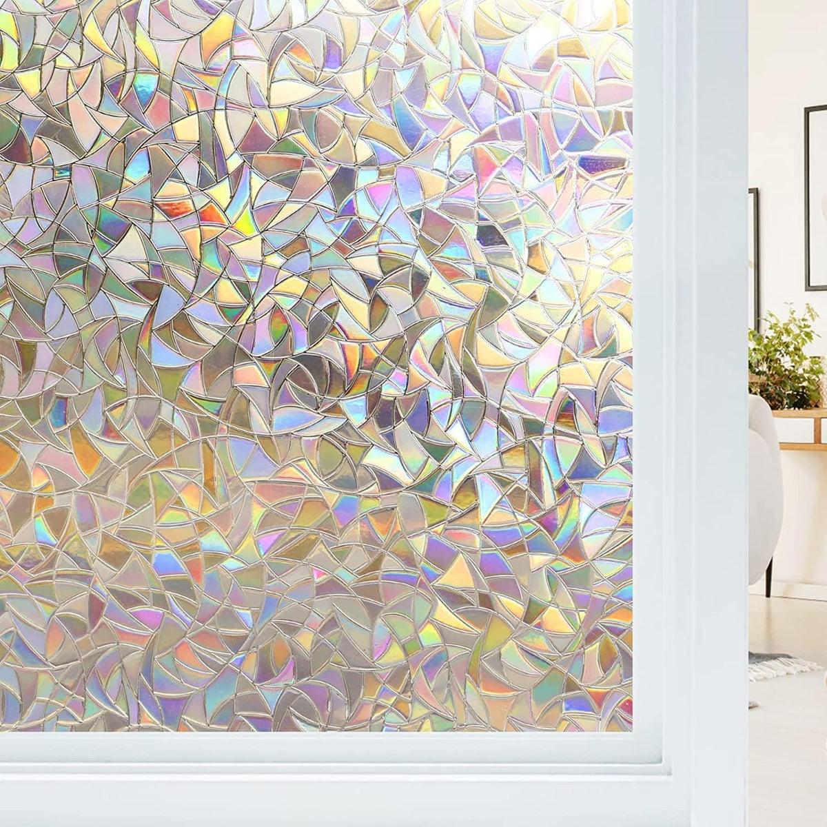 Electrostatic window film with rainbow effect, decorative anti-glare window film, 3D anti-UV window film, 45x200cm 45X200