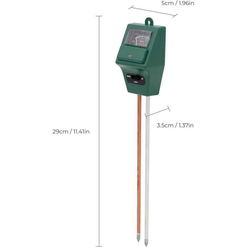 3-in-1 Soil pH Meter Soil Test Kit Plant Moisture Meter PH Soil Meter for Flowers/Grass/Plant/Garden/Farm/Lawn 2905038MM