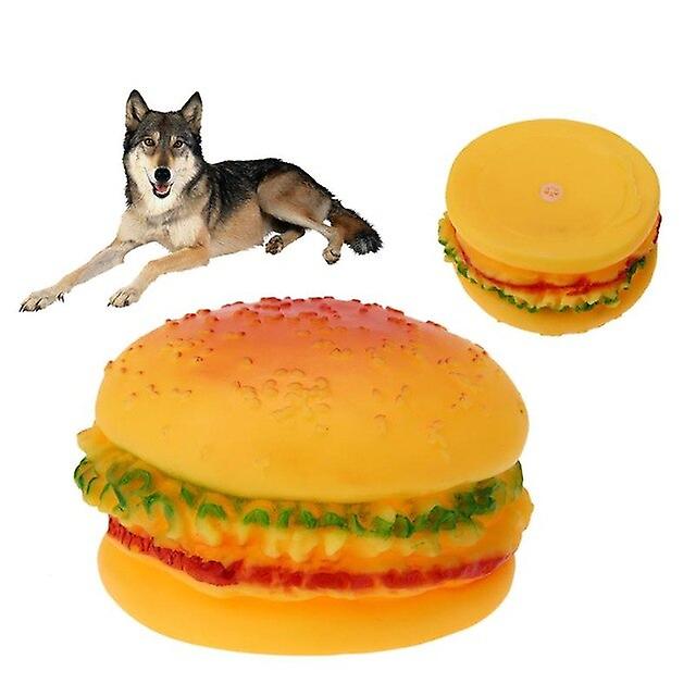 Pet Toy, Dog, Hamburger Shaped Sound Toy That Squeaks, Chew Toy for Small and Large Dogs, Cat Training, Play and Chew