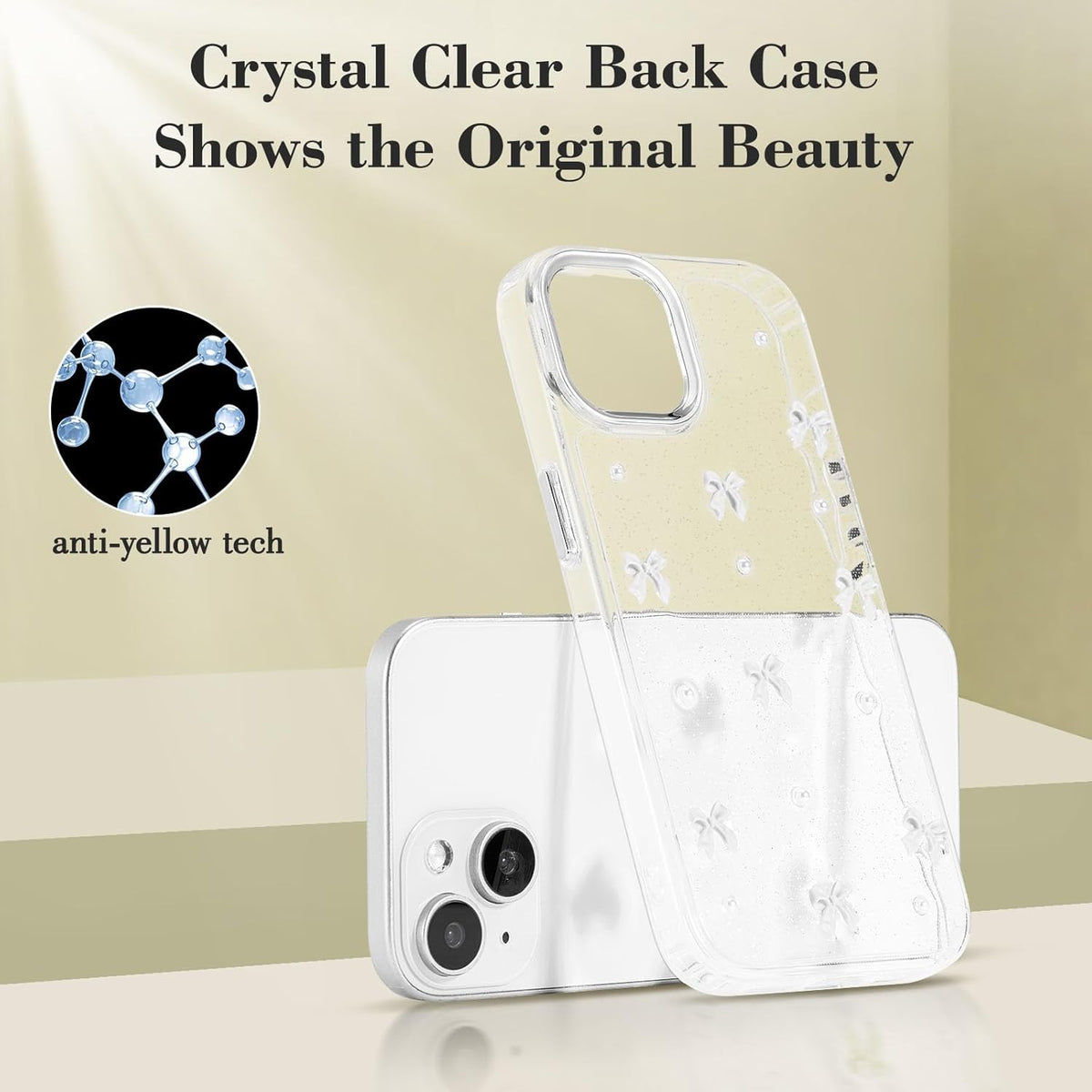 Mobile Case Compatible with iPhone 14 Plus, 3D Bowknot Mobile Case, Cute Transparent Bowknot, Thin, Soft and Durable, White White iPhone 14 Plus