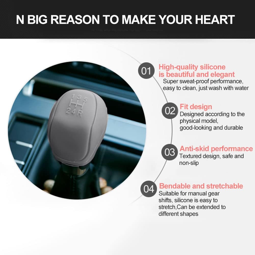 Ocean 2 x 6-Speed Car Silicone Gear Shift Knob Covers (Black and Grey)
