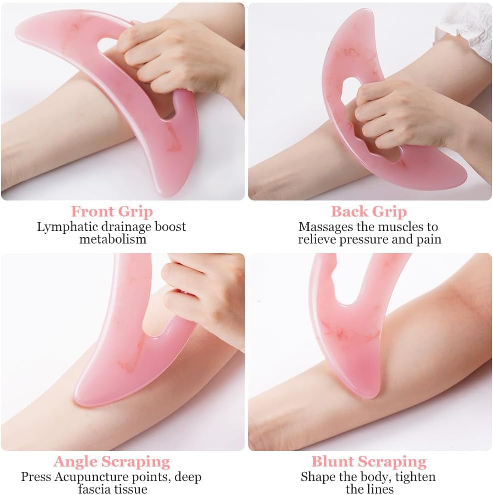 Large Gua Sha Massager, Lymphatic Drainage & Cellulite Massage for Legs, Face, Back & Pain Relief Pink-B