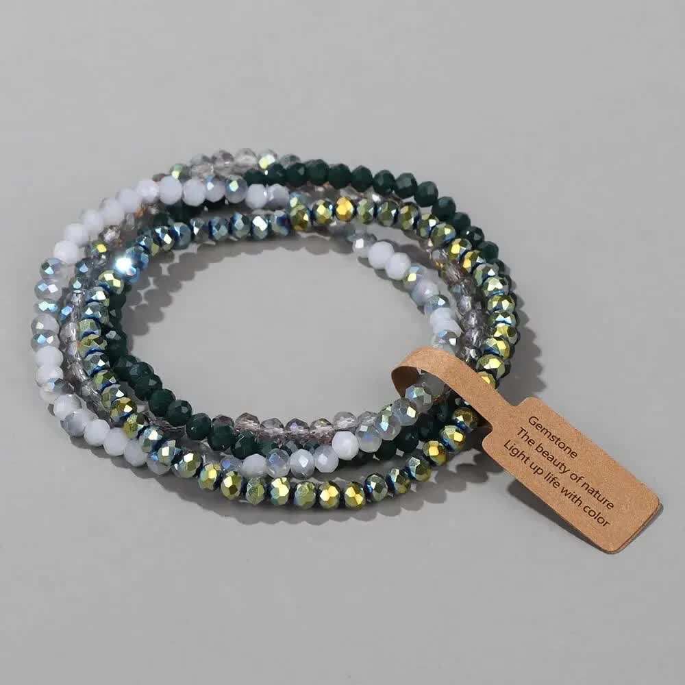 Pieces Set Faceted Glass Beads Stretch Bracelet Impacted Glass Beads Multicolor Elastic Beads Handmade E Bracelet Jewelry ASL70055A